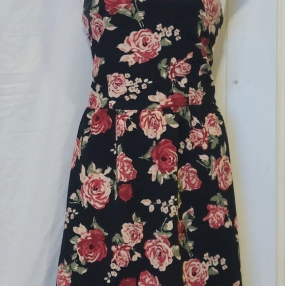 Women's Small C Label Black Floral Mini Dress - Picture 10 of 11